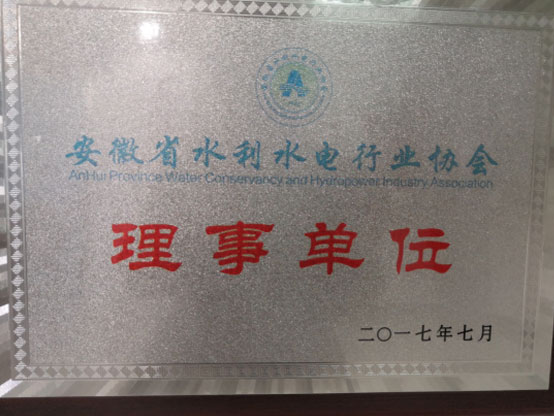 安徽省水利水電行業(yè)協(xié)會(huì )理事單位證書(shū)